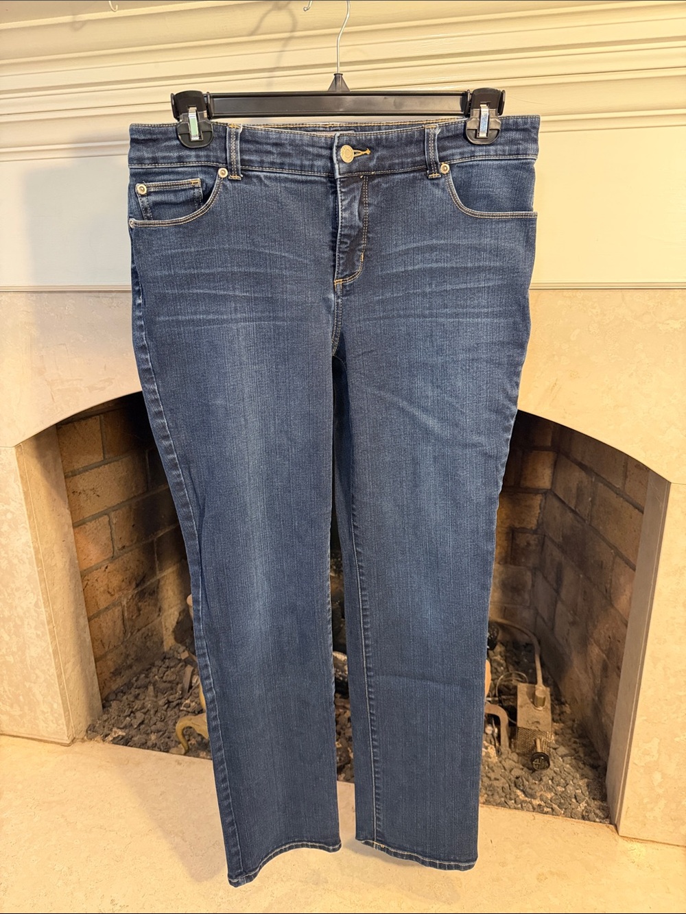 Chico's So Slimming Dark Blue Straight Leg Jeans size 12